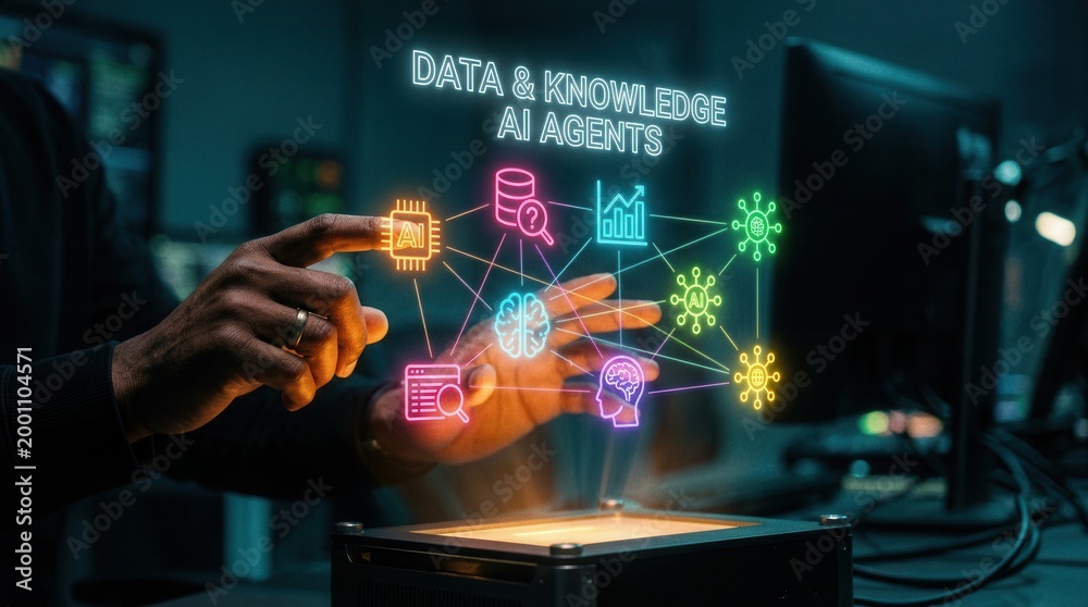 Fototapeta premium AI Agents for Data & Knowledge: Next-Gen Intelligent Solutions
