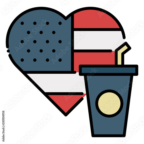 Heart Flag And Soda Cup