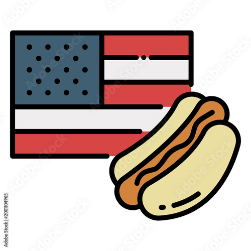 Hot Dog And American Flag