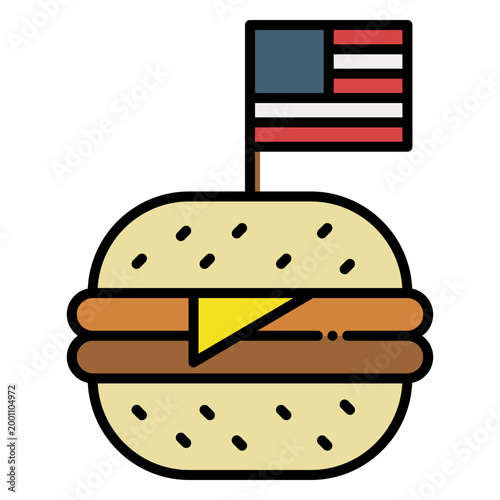 Hamburger With Mini USA Flag
