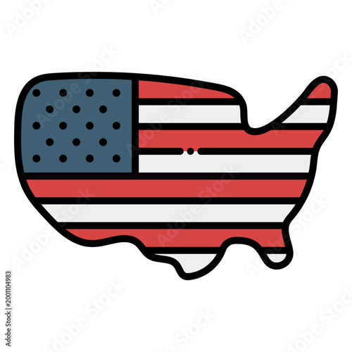 USA Map Silhouette With Flag