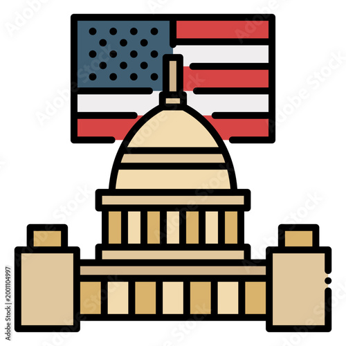 Capitol Building With National Flag