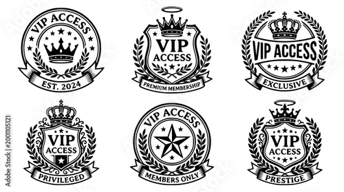 Collection of privileged VIP access vector emblems and badges