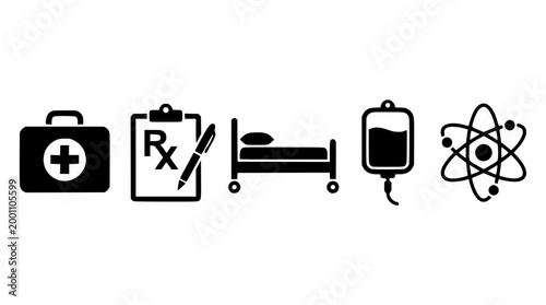 Set of medical and healthcare icons in flat vector style
