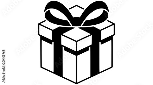 Minimalist vector illustration of a festive gift box icon
