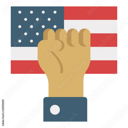 Raised Fist Holding USA Flag