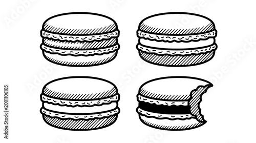 Set of delicious french macaron vector graphic design elements