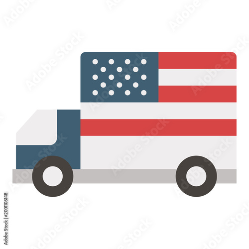 Delivery Truck With USA Flag