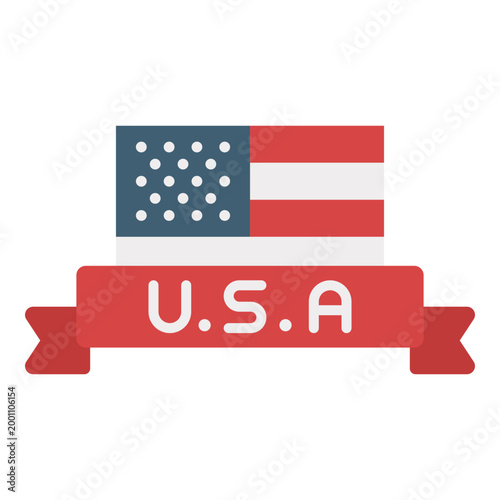 Decorative USA Text Ribbon Banner