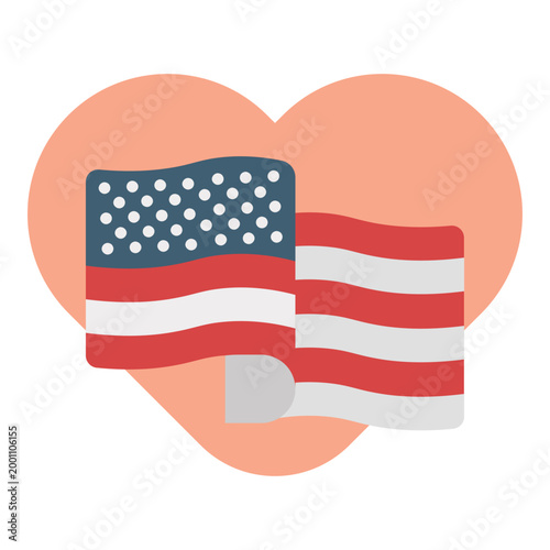 Overlapping Patriotic USA Heart Shapes