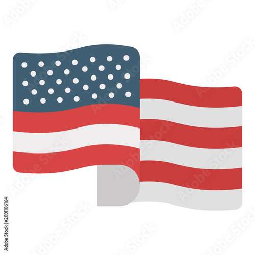 Waving American National Flag Fabric