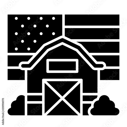 Traditional Farm Barn With Flag