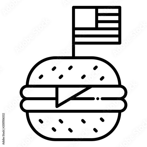 Hamburger With Mini USA Flag