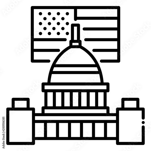 Capitol Building With National Flag