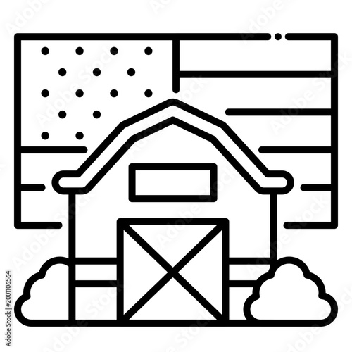 Traditional Farm Barn With Flag