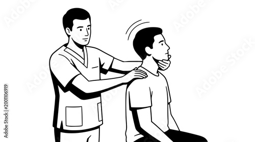 Professional chiropractor performing a cervical spine adjustment on patient