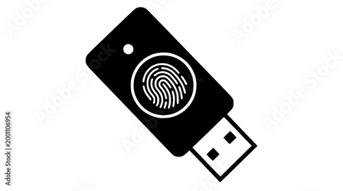 Modern usb flash drive with biometric fingerprint security vector illustration
