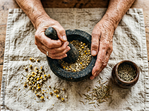 Herbal Home Rituals — Artisan Plant Medicine, Natural Remedies and Medicinal Tea Preparation in Warm Kitchen Setting