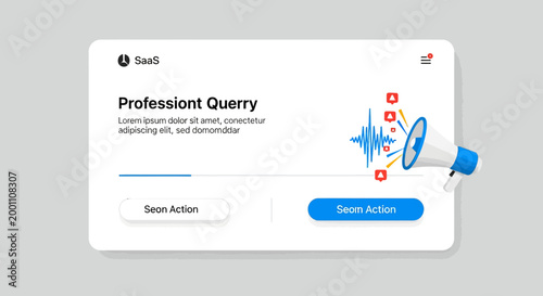 Professional SaaS Interface Announcement with Megaphone Illustration
