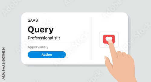 SaaS Social Media Interaction UI Design with Finger Clicking Like Button