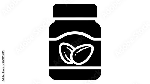 Almond butter spread jar icon food storage container with almonds symbol isolated on white background