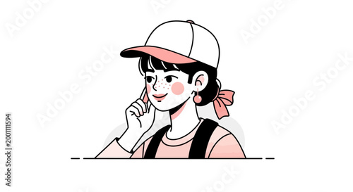 A cartoon firefighter character in a baseball cap, presented in a minimalist illustration against a clean white background, shows the fire brigade on duty with a simple line art style