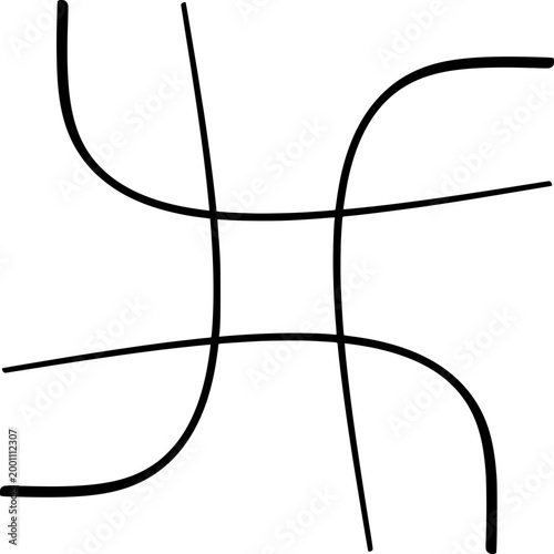 Minimalist Fine Line Abstract Connection Node with Symmetrical Curves
