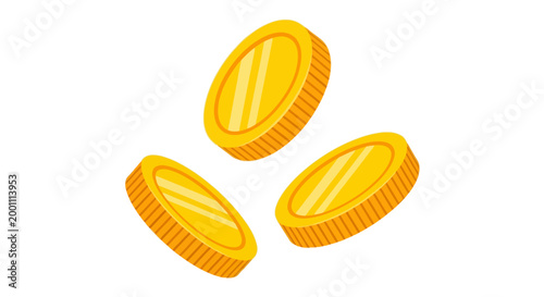 Quadro su tela A trio of shining gold coins suspended in mid-air, conveying wealth and financia