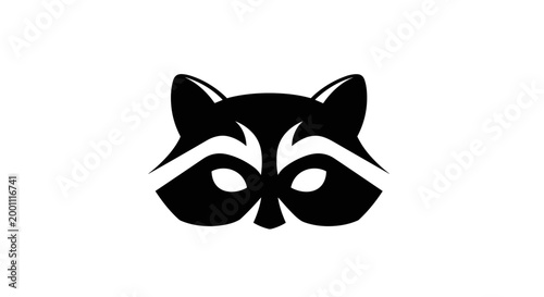 Raccoon face in black silhouette.
