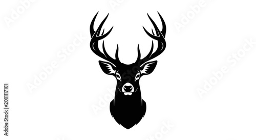 Deer head with large antlers profile 1.