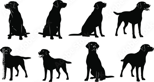 Dog breed silhouettes a collection of canine profiles in black