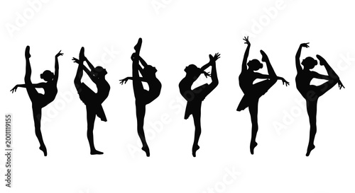 Elegant ballet dancers silhouette collection a series of graceful poses in black