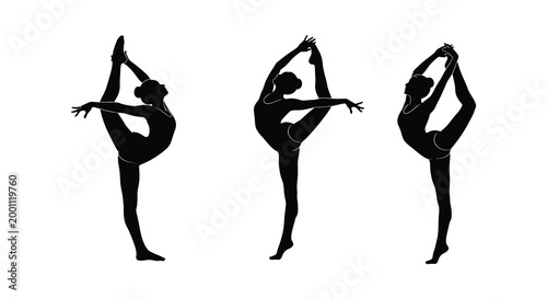 Elegant silhouette of a dancer in multiple poses a study in movement and form