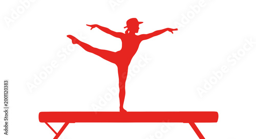Female gymnast performing on balance beam.