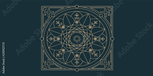 Sacred Saraswati Yantra Symbol Geometric Spiritual Vector