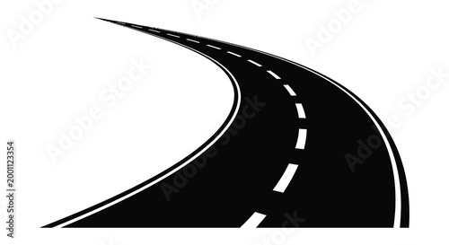 Curving road silhouette a minimalist representation of journey and direction
