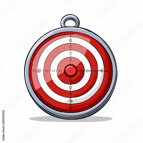 Stylized Bullseye Target Illustration with Red and White Rings and Metal Frame