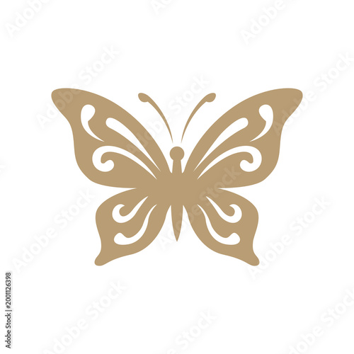 Fotografie Luxury Golden Butterfly Ornament Logo with Classic Swirls