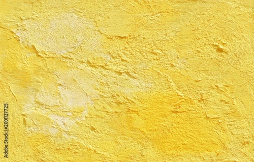 Abstract Yellow Textured Background with Thick Paint Strokes.