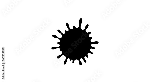 Black Virus Cell Silhouette Illustration.