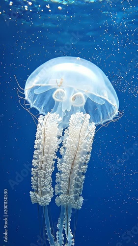 Ethereal Jellyfish Gliding Through Crystal Clear Ocean Waters