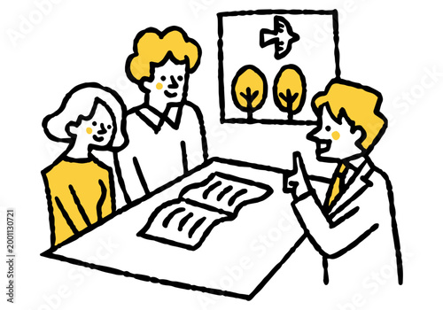 A couple listening to a sales representative's explanation_Color