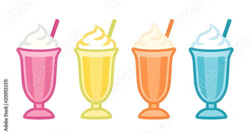 icecream, float, dessert, drink, glass, colorful, sweet, beverage, soda, creamy, cold, refreshment, summer, tasty, vector, illustration, collection
