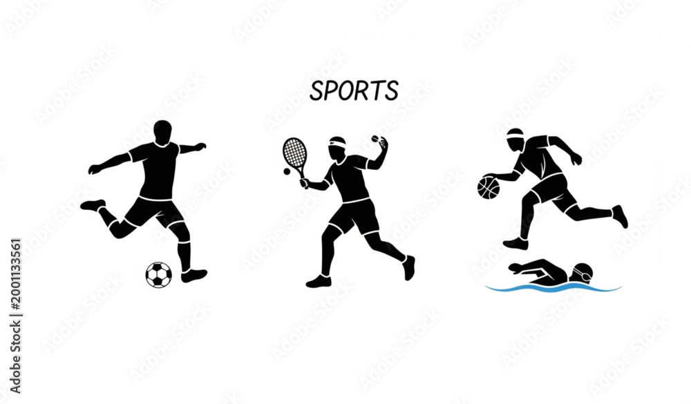 Fototapeta premium Hobby and recreation linear vector icon set for children and adults indoor and outdoor activities