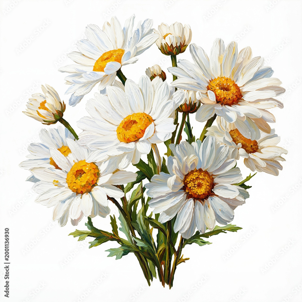 Obraz premium Daisy Bouquet Watercolor Embroidery