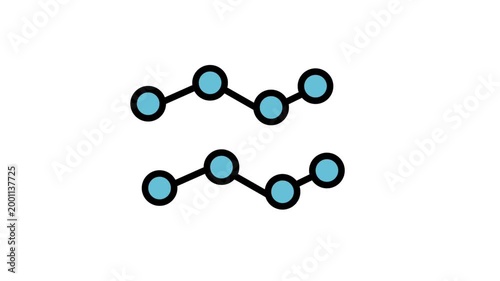 Data Comparison Graph Motion Icon. Animated line chart showing two fluctuating data trends with blue nodes on a white background, ideal for financial market analysis.