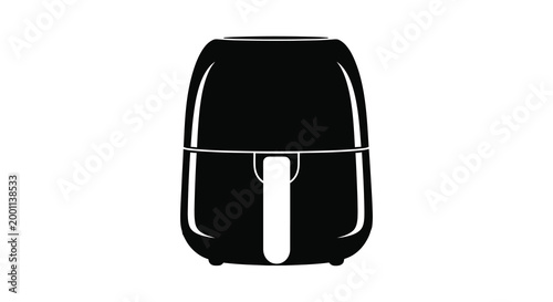 Black silhouette of an air fryer appliance on a white background modern kitchenware
