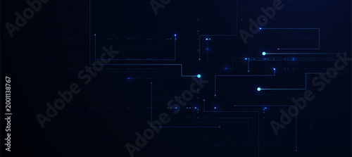 Technology innovation background. Futuristic digital cyber blue circuit lines, tech event poster or corporate business concept