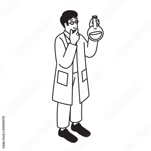 白衣を着た研究者のシンプルなイラスト