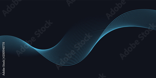 A dynamic and abstract digital design with flowing blue waveforms against a dark background,smooth, curving lines and dotted patterns that create a sense of movement and energy.